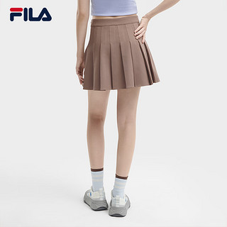 FILA 斐乐女士梭织裙2024夏季时尚休闲宽松半身裙百褶裙 杏枯棕-DK 185/82A/XXXL