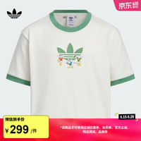 adidas运动上衣短袖T恤女大童儿童夏季新款阿迪达斯官方三叶草 白色 1