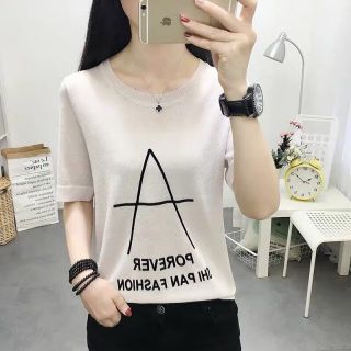 尚琳恩半袖女2024潮女个性夏季短袖t恤女薄款宽松上衣韩版大a米白色