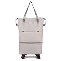 匡睿万向轮旅行包女多功能大容量拉杆行李包男旅游待产包收纳袋可折叠 灰色大号(三层 高度80cm)