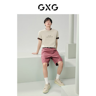 GXG 简约宽松圆领短袖T恤 浅驼色 190/XXXL
