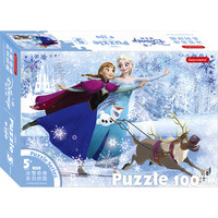迪士尼(Disney)100片儿童拼图玩具 冰雪奇缘白卡拼图(古部盒装拼图)11DF1001076送宝宝 100片冰雪奇缘白卡