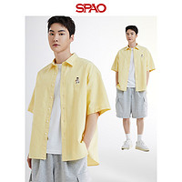 SPAO PAO韩国同款2024年夏季新款男女同款小熊绣标短袖衬衫SPYWE37C51