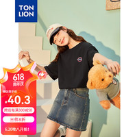 唐狮 TONLION2024新款女彩色圆标圆领短袖T恤TB
