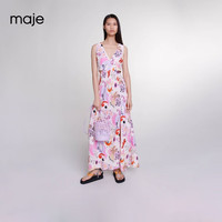 Maje2024夏季新款女装时尚印花度假风长款无袖连衣裙MFPRO03642 多色 T34