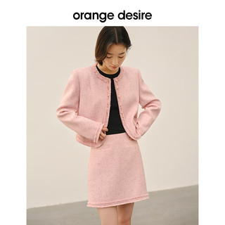 orangedesireorangdesire经典法式小香风短外套女2024春季通勤圆领上衣 白色-纸纱白 150/76A/XS