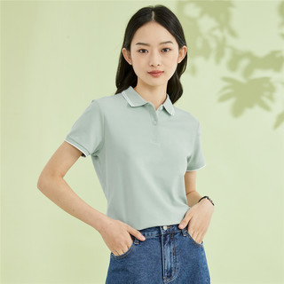 佐丹奴Polo女装拼色针织弹力珠地布修身短袖POLO 05312018