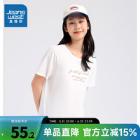 真维斯女装2024夏季新款 时尚百搭潮流英文印花圆领短袖T恤JW 深灰8040 155/80A/S
