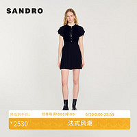 SANDRO2024早秋女装修身纽扣小黑裙针织短款连衣裙SFPRO03830 黑色 36