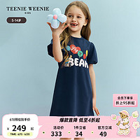 Teenie Weenie Kids小熊童装24夏季女童休闲可爱泡泡袖连衣裙 藏青色 140cm