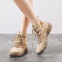 苏系（SUXI）登山鞋女春季爬山沙漠防沙军训防水轻便厚底防滑牛皮靴子男 卡其 41 女士穿买小一码