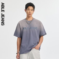ABLE JEANS 24秋季男士水洗渐变宽松短袖男t恤 菘石蓝 XS
