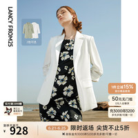 朗姿玫瑰的故事同款【Basic衣橱】2024气质修身职业通勤西装外套 白色2 L