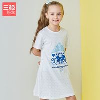 三枪纯棉女童T恤圆领短袖夏装薄款家居服中大童春夏款短袖空调服