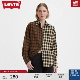 Levi's【商场同款】李维斯24夏季女士格纹衬衫复古拼接潮流休闲 000 A6739-0000 