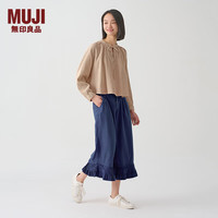 無印良品 MUJI 無印良品  IDEE 女式 强捻 长袖衬衫 女士衬衣内搭春季 GAD04C4S 浅紫色 M （155/80A）