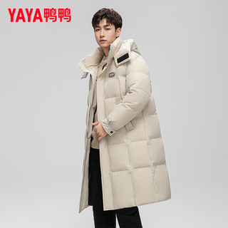 鸭鸭羽绒服鸭鸭（YAYA）羽绒服男中长款冬季时尚休闲可拆卸帽加厚保暖外套G 米白色 190/104A（XXXL）