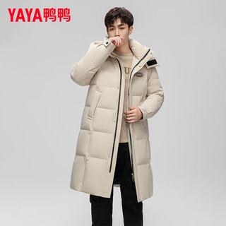 鸭鸭羽绒服鸭鸭（YAYA）羽绒服男中长款冬季时尚休闲可拆卸帽加厚保暖外套G 米白色 190/104A（XXXL）