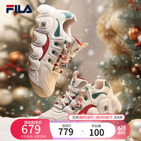 FILA 斐乐老爹鞋女鞋运动鞋2024春圣诞可颂面包鞋休闲鞋男鞋 雪白/雨朦灰色-男款 单层 37.5