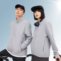 京东京造 抓绒衣开衫 摇粒绒外套户外男女同款浅灰色L