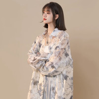 杰丽·莫克(Jerrie Mock)法国JM防晒衣女夏季轻薄2024新款设计感宽松扎染冰丝户外速干衬衣