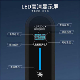 蓝电充电枪 E5随车充电器 新能源电动汽车充电桩 便携式快充 家用免接地宝国标七孔直插款 蓝电E5 【显示屏】3.3KW 8A/16A多功能款5米线