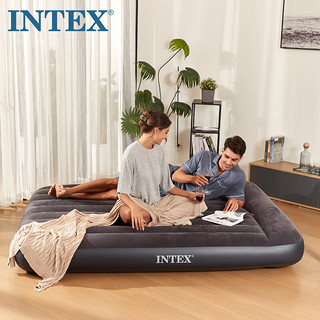INTEX NTEX 充气床垫带枕头加高气垫床双人加大户外露营空气床打地铺临时床 大双人203*152*25CM 配家用电动充气泵