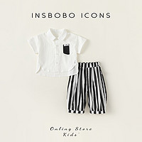 88VIP：insbobo 男童夏装套装2024新款时髦洋气儿童童装男小童装夏季帅气夏款衣服