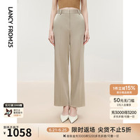 朗姿【三醋酸Basic衣橱】直筒高腰显瘦裤子2024夏高端休闲裤 马提尼干草色 M