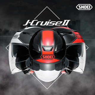 SHOEI日本J-CRUISE 2摩托车头盔 双镜片半盔巡航金翼 亮黑 XL