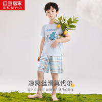 红豆居家春夏男童卡通休闲简约舒适凉爽短袖居家服 雪山蓝 120/60