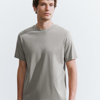URBAN REVIVO 男士简约基础款纯色休闲圆领短袖T恤 UMU440051 冷灰 S