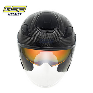 GSB摩托车头盔碳纤维玻璃钢四分之三盔双镜片踏板巡航车四季通用S278 3K亮碳纤（碳纤维） M（55-56头围） 3K亮黑碳纤（碳纤维）