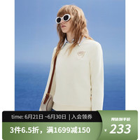 唐可娜儿(DKNY)2024春夏女设计感胸针印花休闲圆领套头卫衣女装 米色 S(155/80A)