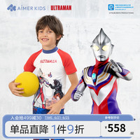 爱慕儿童奥特曼迪迦出击男孩短袖五分裤分身泳衣套装AK267E591 奥特曼迪迦出击 140