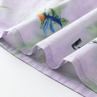 迷你巴拉男童衬衫2024夏季亲子装纯棉艺术家联名纯棉儿童短袖 花紫色调00307-232224118102 175cm