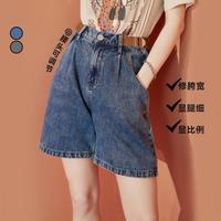 2024夏款简约复古高腰休闲显瘦女牛仔短裤百搭五分裤潮