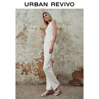URBAN REVIVO 女士气质通勤风分割线显瘦喇叭裤 UWM640003 本白 XXS