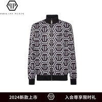 PHILIPP PLEIN 2024年夏季男士PP六边形拉链慢跑夹克运动服 黑色 XS