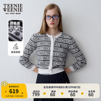 Teenie Weenie小熊女装2024新款夏季时髦字母提花针织开衫长袖外套 撞色 155/XS