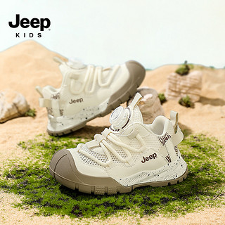 jeep男童鞋夏季透气儿童网面运动鞋2024单网小白鞋子网鞋低帮 木槿紫/象牙白（冰纱单网款） 25码