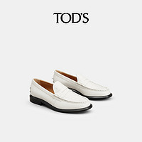 【】TOD'S女士横条皮革乐福鞋单鞋小皮鞋女鞋 黑色 37.5