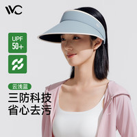 VVC遮阳帽女长帽檐防紫外线防晒帽纯色太阳帽户外沙滩空顶帽子 云浅蓝