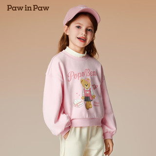 PawinPaw卡通小熊童装2024年秋冬新款女童圆领卫衣灯笼袖休闲 Ivory象牙色/39 110cm
