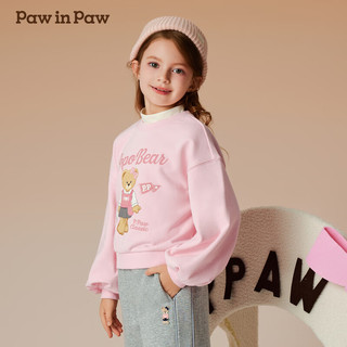 PawinPaw卡通小熊童装2024年秋冬新款女童圆领卫衣灯笼袖休闲 Ivory象牙色/39 110cm