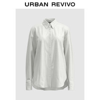 URBAN REVIVO 女士轻熟知识分子翻领长袖开襟衬衫 UWM240004 本白 XL
