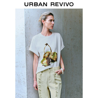 URBAN REVIVO 女士休闲风水果图案印花短袖T恤 UWH440074 本白 S