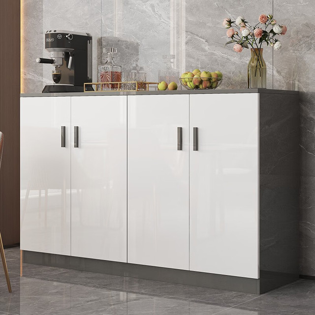 Cono Sur 柯诺苏 厨房轻奢餐边柜子储物柜置物阳台家用现代简约轻奢靠墙边柜茶水柜 荐灰色+暖白120