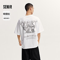 Semir 森马 [商场同款]森马短袖T恤男2024夏新款凉感抑菌印花情侣装oversize