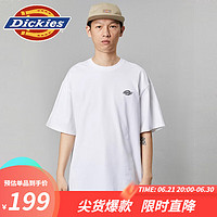 dickies短袖T恤 单色刺绣LOGO徽章短袖T恤 简约舒适 DK012964 白色 L